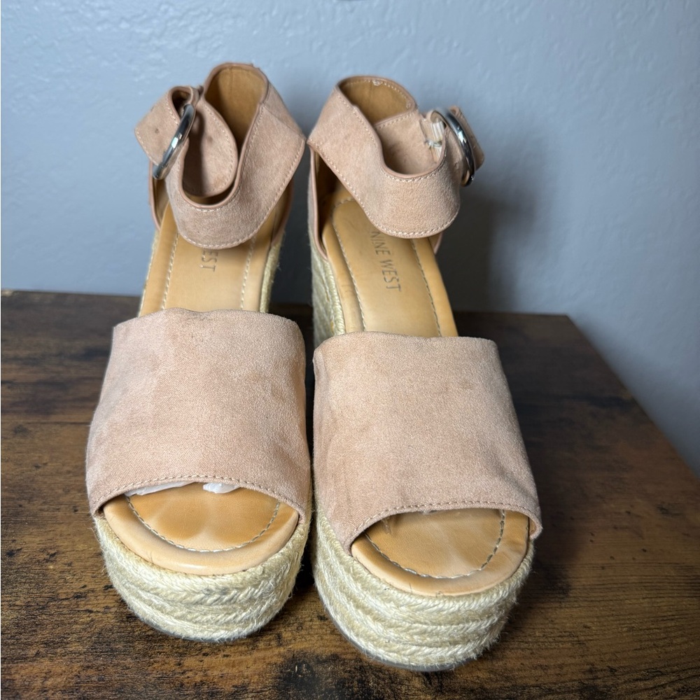 Nine West Tan Espadrille Wedge Sandals